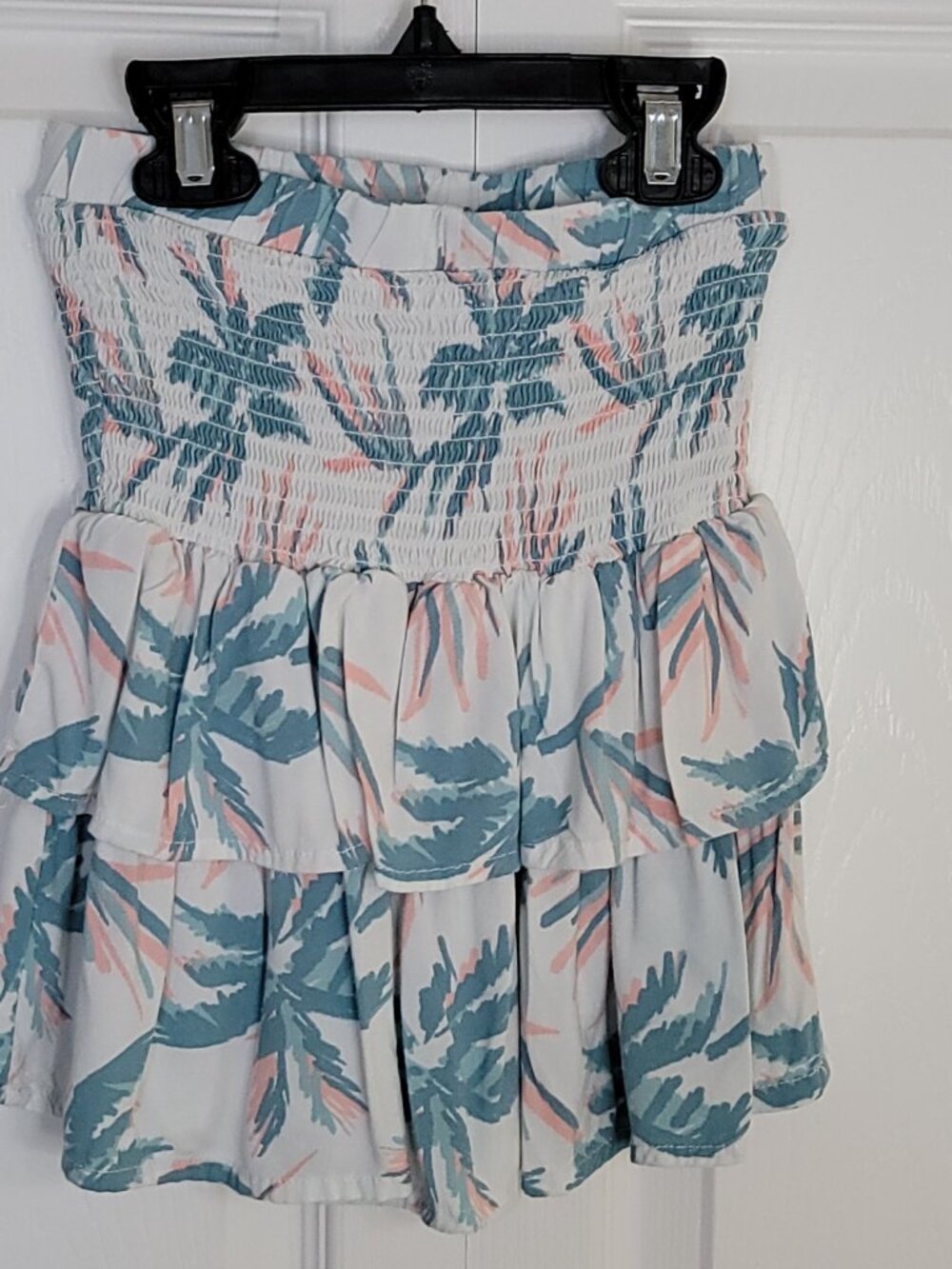 Grayson Threads Girls Strapless Smocked Top Blue Pink Floral Tiered Ruffle M 8 - Picture 2 of 9